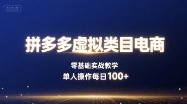 拼多多虚拟类目电商，零基础实战教学，单人操作每日100+-云创网