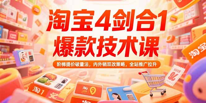 淘宝4剑合1爆款技术课73期：阶梯提价破量法，内外销双改策略 全站推广拉升-云创网