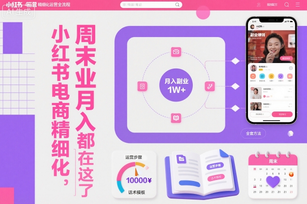 小红书电商精细化运营全流程，周末副业月入1W+，全套方法都在这了-云创网