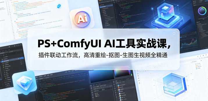 PS+ComfyUI AI工具实战课，插件联动工作流，高清重绘-抠图-生图生视频全精通-云创网