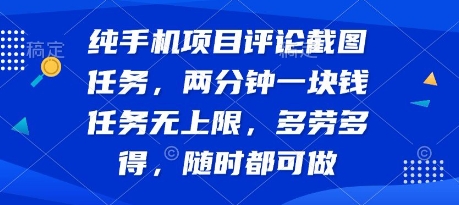 纯手机项目评论截图任务，两分钟一块钱 任务无上限多劳多得，随时随地都能做【揭秘】-云创网