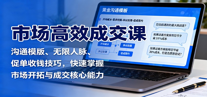 市场高效成交课：沟通模版、无限人脉、促单收钱技巧，快速掌握市场开拓与成交核心能力-云创网