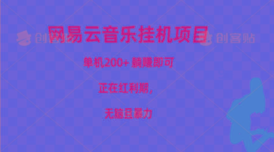 网易云音乐挂机项目，单机200+，躺赚即可，正在红利期，无脑且暴力-云创网