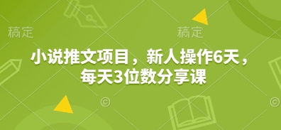 小说推文项目，新人操作6天，每天3位数分享课-云创网