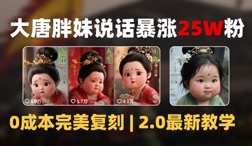 AI大唐胖贵妃说话2.0，40条视频暴涨40w粉，附独家变现攻略-云创网
