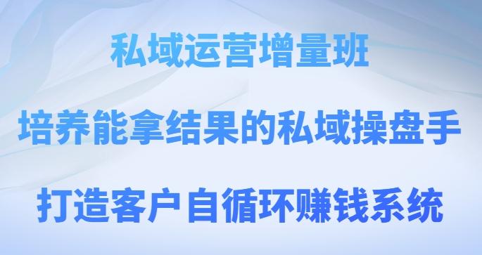 私域运营增量班，培养能拿结果的私域操盘手，打造客户自循环赚钱系统-云创网