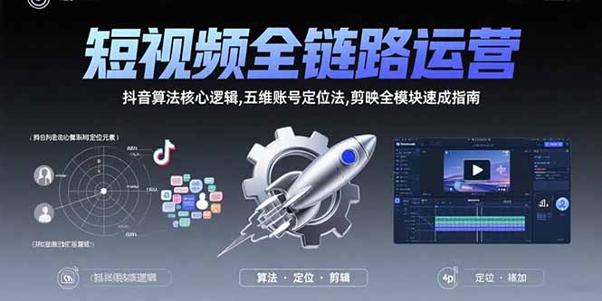短视频全链路运营：抖音算法核心逻辑,五维账号定位法,剪映全模块速成指南-云创网