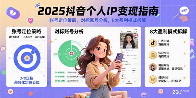 2025抖音个人IP变现指南，账号定位策略，对标账号分析，8大盈利模式拆解-云创网