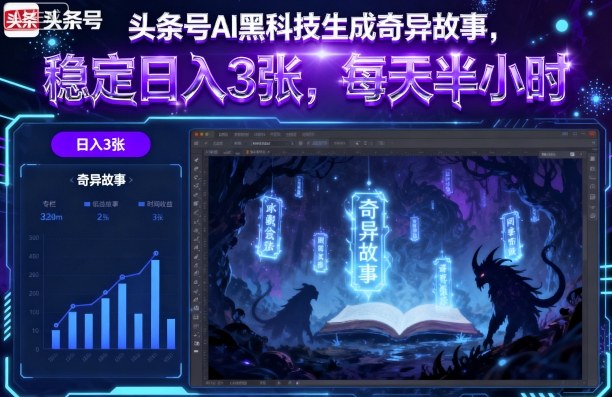 头条号AI黑科技生成奇异故事，稳定日入3张，每天半小时-云创网
