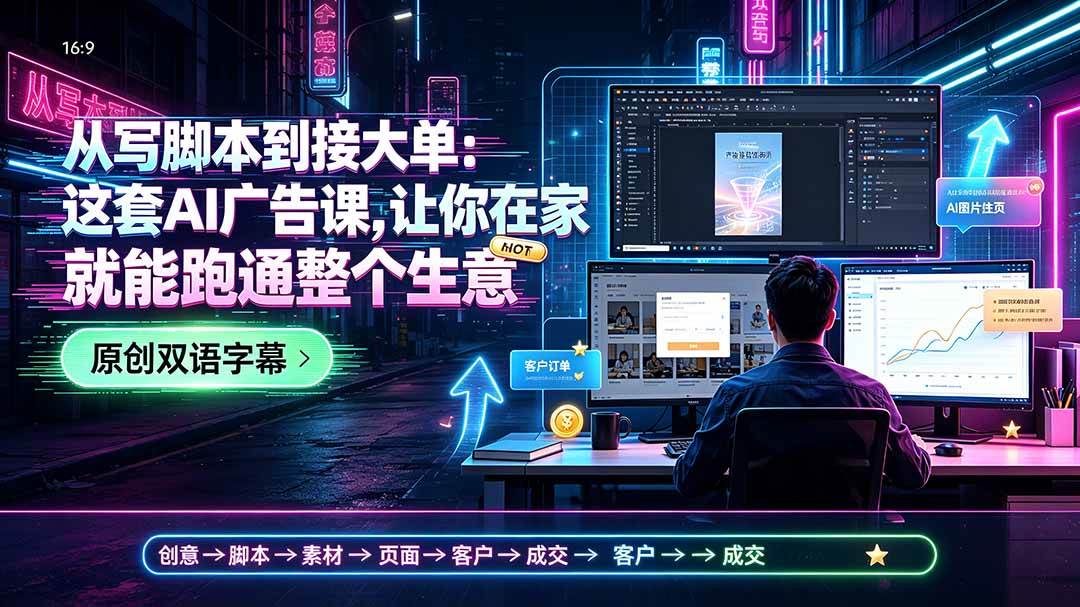 （19318期）从写脚本到接大单：这套AI广告课，让你在家就能跑通整个生意【原创双语字幕】-云创网