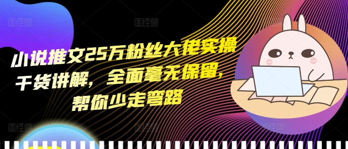 小说推文25万粉丝大佬实操干货讲解，全面毫无保留，帮你少走弯路-云创网