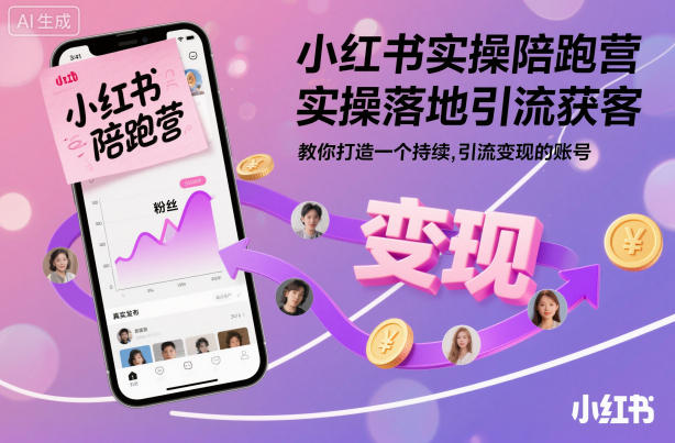 小红书实操陪跑营，实操落地引流获客，教你打造一个持续引流变现的账号-云创网