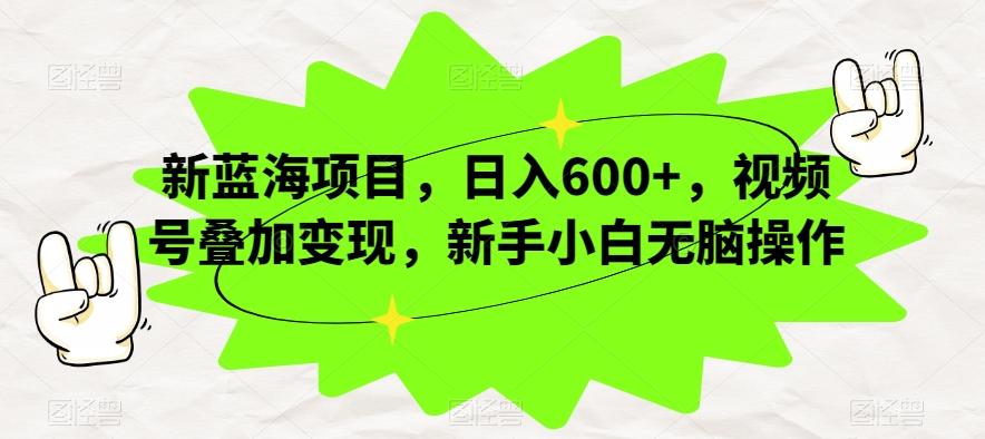 新蓝海项目，日入600+，视频号叠加变现，新手小白无脑操作【揭秘】-云创网