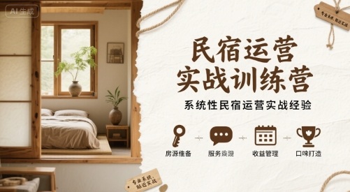 民宿运营实战训练营，系统性民宿运营实战经验-云创网