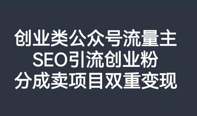 创业类公众号流量主，SEO引流创业粉，分成卖项目双重变现【揭秘】-云创网