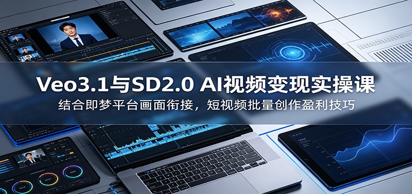 Veo3.1与SD2.0 AI视频变现实操课课：结合即梦平台画面衔接，短视频批量创作盈利技巧-云创网