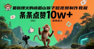 最新爆火的峨眉山猴子短视频制作教程，条条点赞10w+，谁做谁火【教程+提示词】-云创网