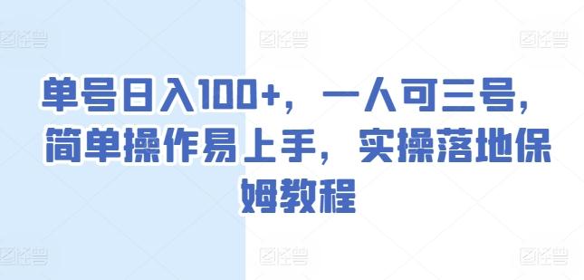 单号日入100+，一人可三号，简单操作易上手，实操落地保姆教程【揭秘】-云创网