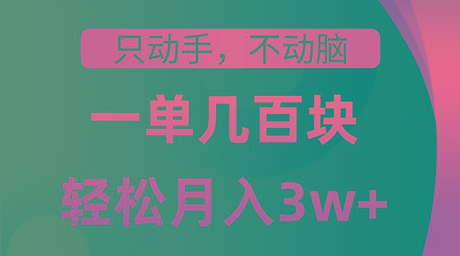只动手不动脑，一单几百块，轻松月入3w+，看完就能直接操作，详细教程-云创网