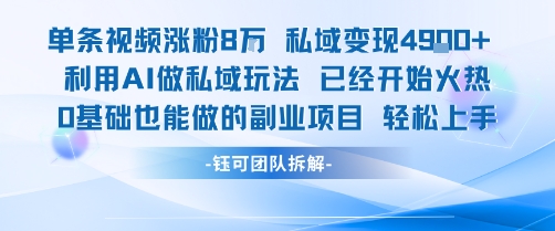 单条视频私域变现4.9k+利用AI做私域玩法 已经开始火热0基础也能做的副业项目轻松上手-云创网