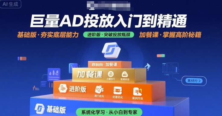 巨量AD投放入门到精通，基础版+进阶版+加餐课-云创网