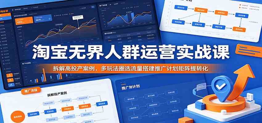 淘宝无界人群运营实战课：拆解高投产案例，多玩法圈选流量搭建推广计划矩阵提转化-云创网