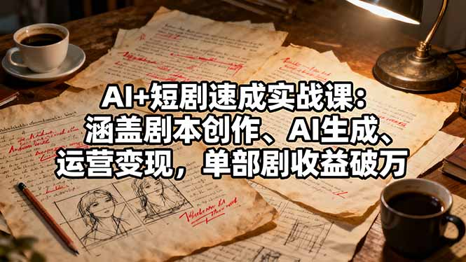 AI+短剧速成实战课：涵盖剧本创作、AI生成、运营变现，单部剧收益破万-云创网