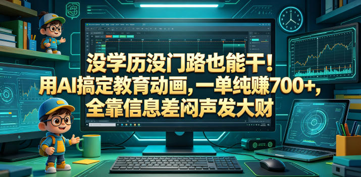 没学历没门路也能干！用AI搞定教育动画，一单纯賺700+，全靠信息差闷声发大财【揭秘】-云创网