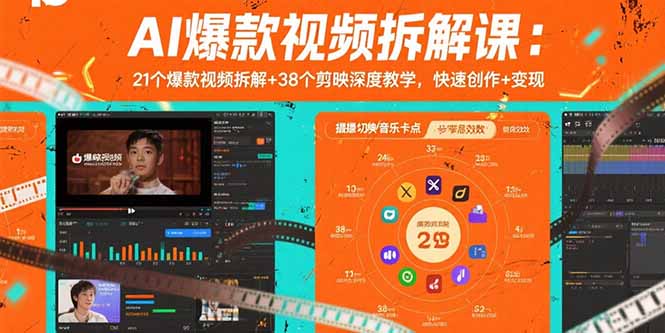 AI爆款视频拆解课：21个爆款视频拆解+38个剪映深度教学，快速创作+变现-云创网