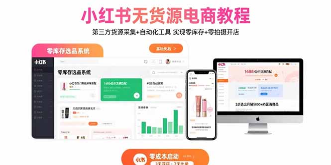 小红书无货源电商教程：第三方货源采集+自动化工具 实现零库存+零拍摄开店-云创网