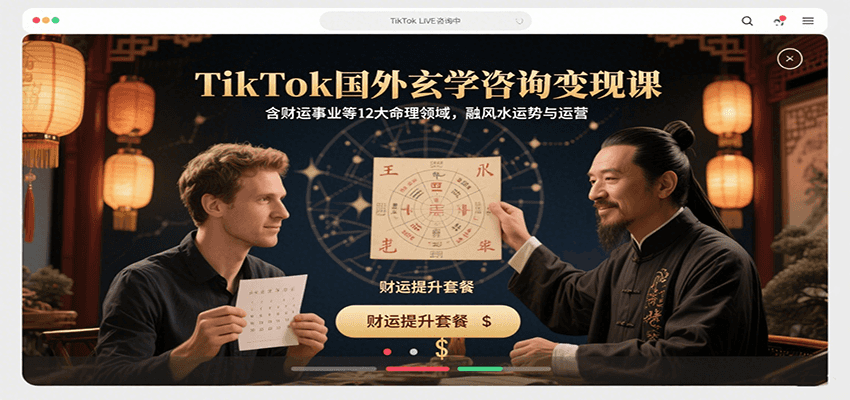 TikTok国外玄学咨询变现课，含财运事业等12大命理领域，融风水运势与运营-云创网