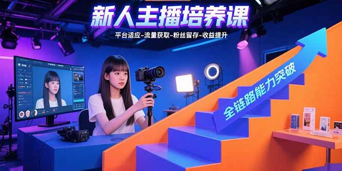 新人主播培养课：平台适应-流量获取-粉丝留存-收益提升 全链路能力突破-云创网