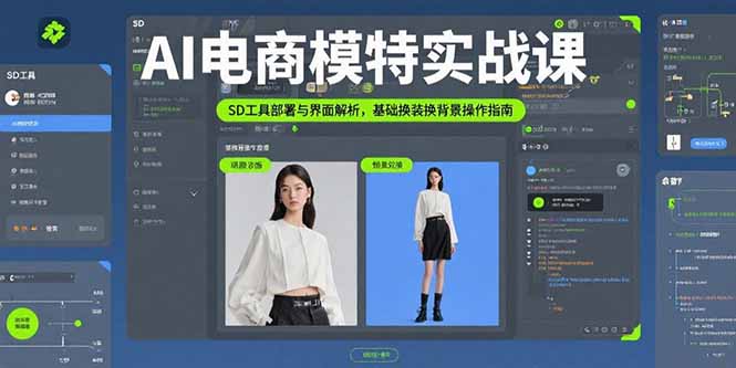 AI电商模特实战课，SD工具部署与界面解析，基础换装换背景操作指南-云创网