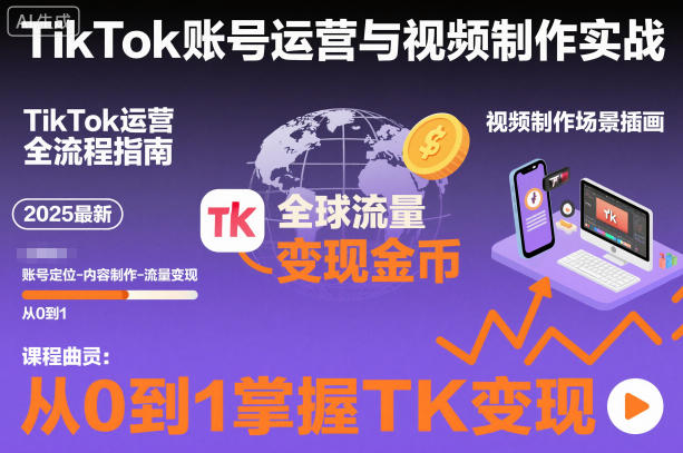 2025最新TikTok账号运营与视频制作实战全流程，从0到1掌握TK变现(含11月最新TK搬运技术)-云创网