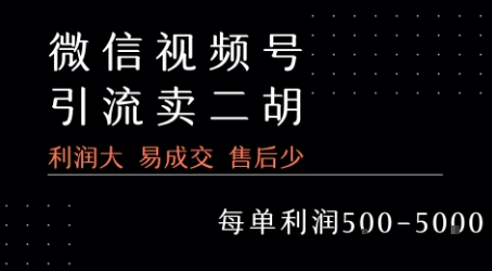 视频号卖二胡教程，利润大 易成交 售后少，一单利润5张+-云创网