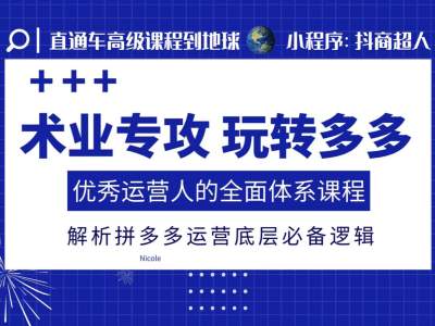 术业专攻玩转多多，优秀运营人的全面体系课程，解析拼多多运营底层必备逻辑-云创网