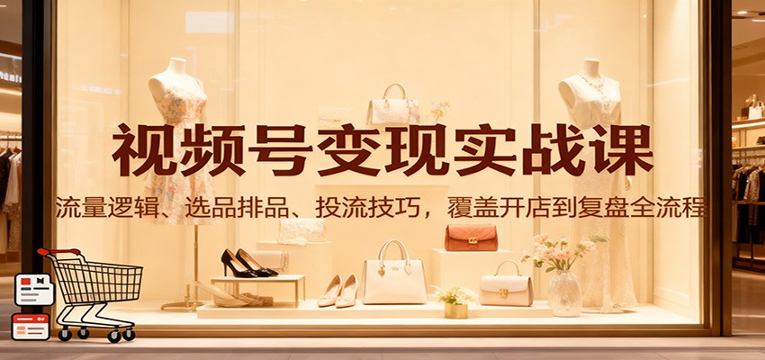 视频号变现实战课：流量逻辑、选品排品、投流技巧，覆盖开店到复盘全流程-云创网