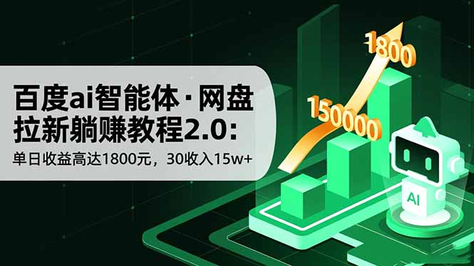 百度ai智能体·网盘拉新躺赚教程2.0：单日收益高达1800元，30收入15w+-云创网