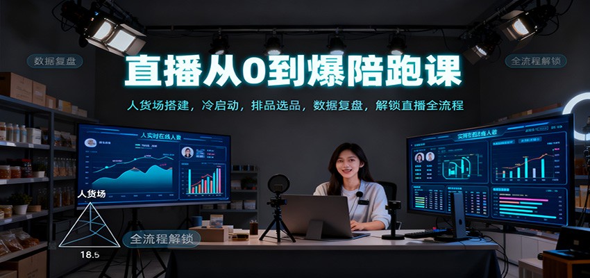直播从0到爆陪跑课：人货场搭建，冷启动，排品选品，数据复盘，解锁直播全流程-云创网