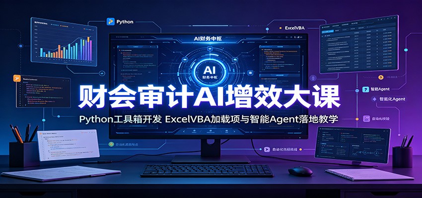 财会审计AI增效大课：Python工具箱开发，ExcelVBA加载项与智能Agent落地教学-云创网
