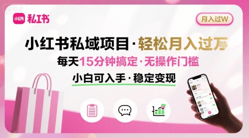 小红书私域项目 月入过W非常轻松 每天15分钟即可搞定，无任何操作门槛，小白可入手-云创网