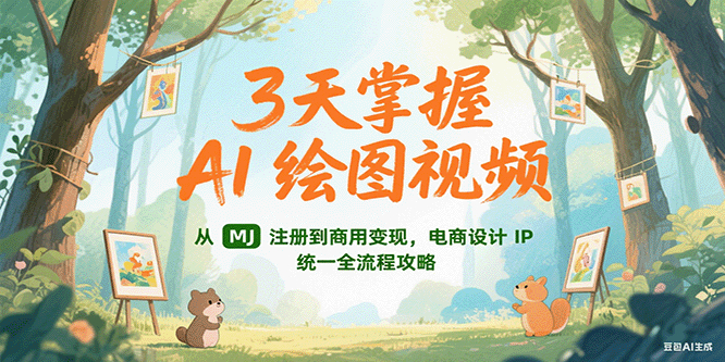 3天掌握AI绘图视频，从MJ 注册到商用变现，电商设计IP统一全流程攻略-云创网