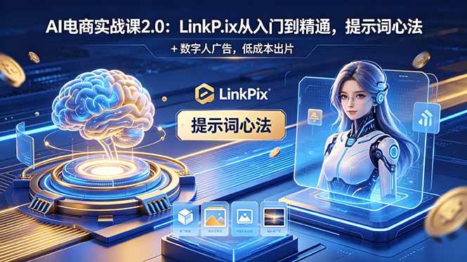 （18655期）AI 电商实战课2.0｜LinkPix 从入门到精通，提示词心法 + 数字人广告，低成本出片-云创网