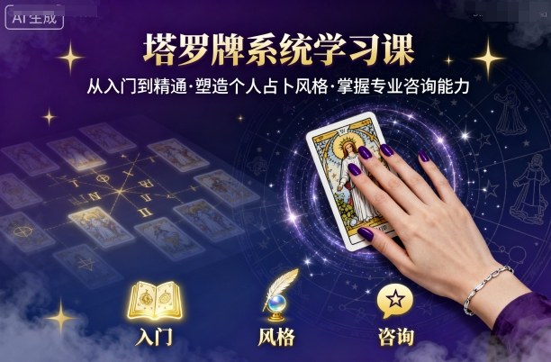 塔罗牌系统学习课，助你从入门到精通，塑造个人占卜风格，掌握专业咨询能力-云创网