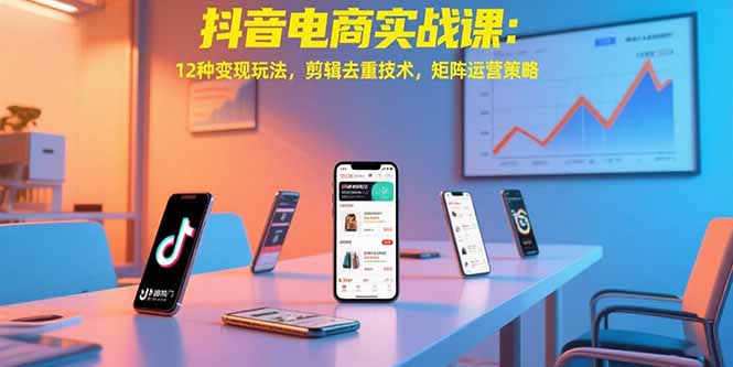 抖音电商实战课：12种变现玩法，剪辑去重技术，矩阵运营策略-云创网