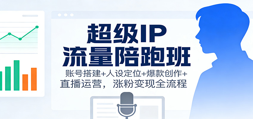 超级IP流量陪跑班：账号搭建+人设定位+爆款创作+直播运营，涨粉变现全流程-云创网