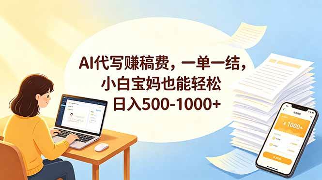 （18772期）AI代写赚稿费，一单一结，小白宝妈也能轻松日入500-1000+-云创网
