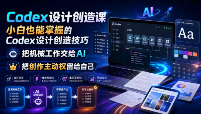 Codex设计创造课，小白也能掌握的Codex设计创造技巧，把机械工作交给AI，把创作主动权留给自己-云创网