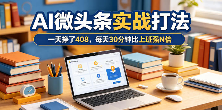 一天挣了408，AI微头条实战打法，每天30分钟比上班强N倍-云创网