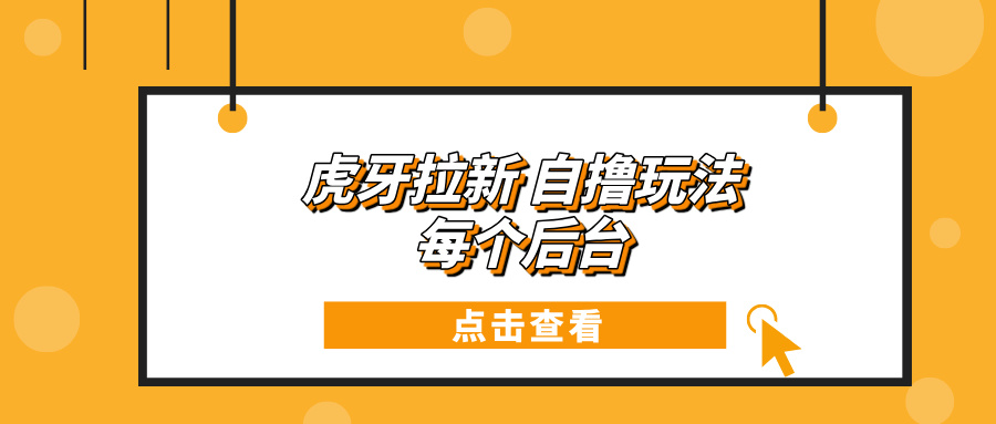虎牙拉新项目玩法 每个后台每天100+-云创网
